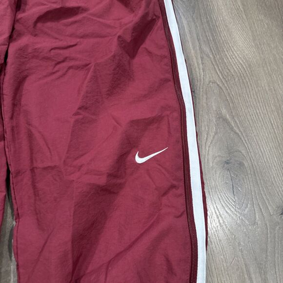 Y2K Nike Maroon White Full Side Zip Off Track Pants Swishy Mens Large - Picture 3 of 7